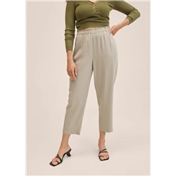 Pantalón crop cintura elástica -  Mujer | MANGO OUTLET Melilla