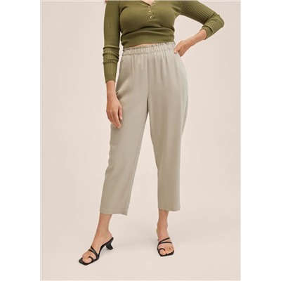 Pantalón crop cintura elástica -  Mujer | MANGO OUTLET Melilla
