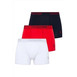 U.S. Polo Assn. U.s Polo Assn. 80097 Erkek 3 Lü Boxer-kırmızı&lacivert&beyaz USP80097