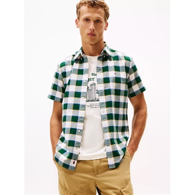 Regular Fit Plaid Stretch Oxford Shirt