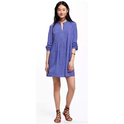 Printed Pintuck Swing Dress for Women