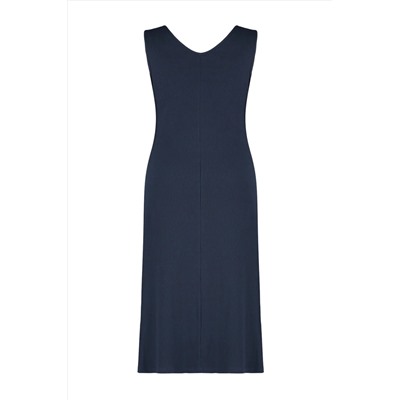 Lacivert Fitilli A-line Midi Örme Elbise TBBSS24AH00130