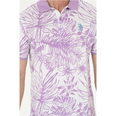 Erkek Regular Fit Polo Yaka Lila Tişört