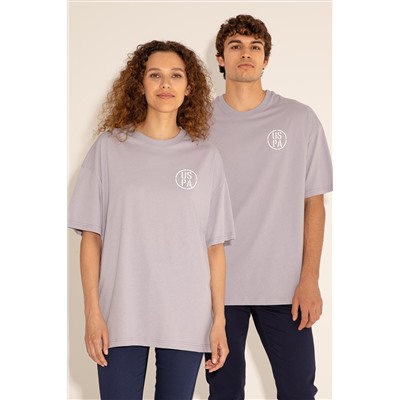 Erkek Oversize Fit Bisiklet Yaka Gri Tişört
