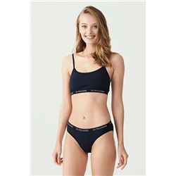 U.S. Polo Assn. Kadın Lacivert Ip Askılı Balensiz Pamuklu Büstiyer Ve Slip Takım U6S50P04