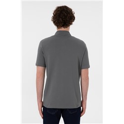 Erkek Regular Fit Polo Yaka Gri Basic Tişört