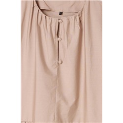 Camel Düğmeli Poplin Dokuma Büyük Beden Elbise TBBSS25AH00161