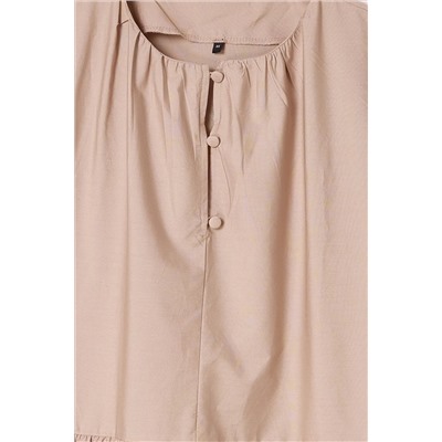 Camel Düğmeli Poplin Dokuma Büyük Beden Elbise TBBSS25AH00161
