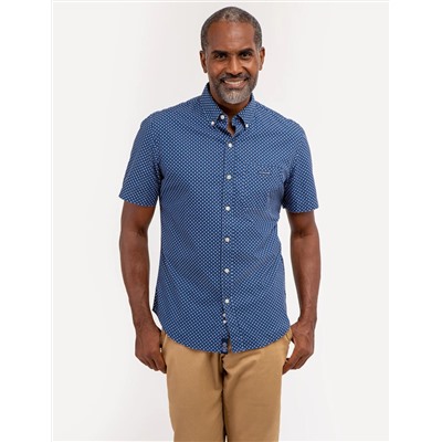 DIAMOND PRINT SHORT SLEEVE SHIRT WITH POCKET