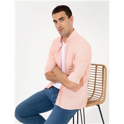 Turuncu Slim Fit Oxford Gömlek
