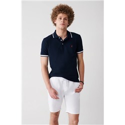 Avva Lacivert %100 Pamuk Marine Baskılı Regular Fit Polo Yaka T-shirt A31Y1189