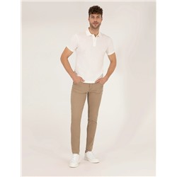 Beyaz Slim Fit Polo Yaka Basic Tişört