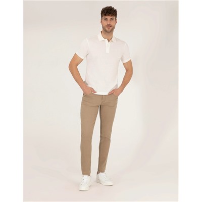 Beyaz Slim Fit Polo Yaka Basic Tişört