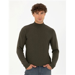 Koyu Haki Slim Fit Kazak