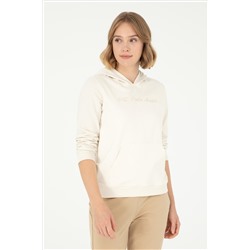 Kadın Krem Kapüşonlu Sweatshirt