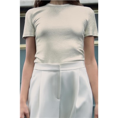 RIBBED METALLIC T-SHIRT