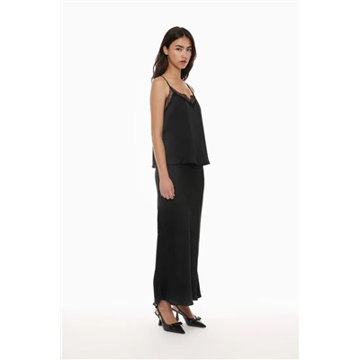 Satin midi skirt
