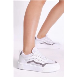 Tonny Black Kadın Beyaz Gri Eva Faylon Taban Yanı Çizgili Sneaker TYC00816871077