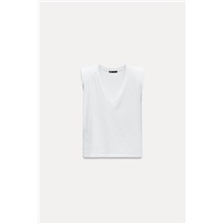 T-SHIRT WITH V-NECKLINE AND SHOULDER PADS