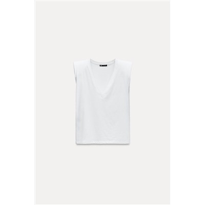 T-SHIRT WITH V-NECKLINE AND SHOULDER PADS