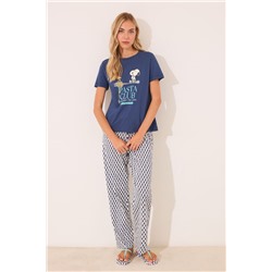 Pijama largo 100% algodón geométrico Snoopy