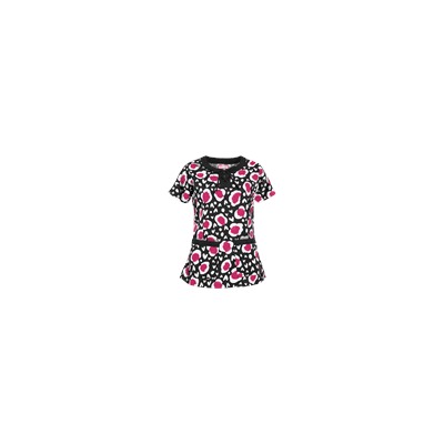 koi Scrubs Spots And Hearts Split Neck Print Top