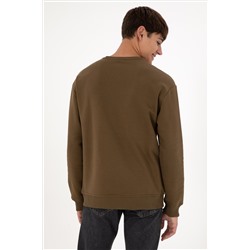 Erkek Haki Basic Sweatshirt