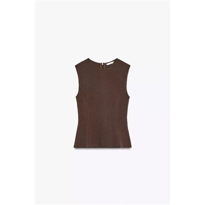 INTERLOCK PEPLUM TOP