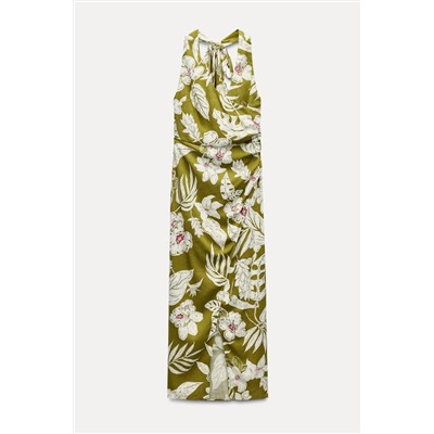 LINEN BLEND FLORAL PRINT DRESS