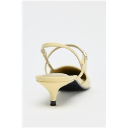 LEATHER KITTEN HEEL SLINGBACK SHOES