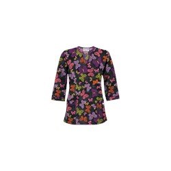 UA Blissful Butterflies Black 3/4 Sleeve Scrub Top