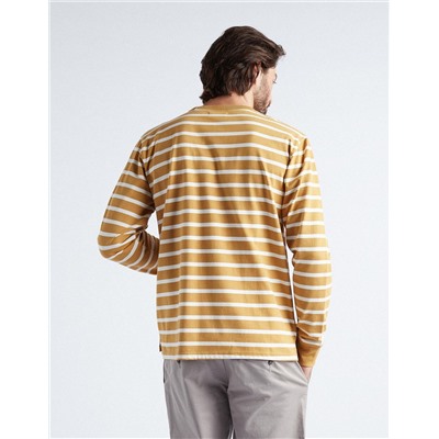 Striped Long Sleeve T-shirt, Men, Dark Yellow