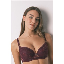 Sujetador GORGEOUS push up encaje burdeos