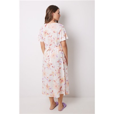 Vestido midi viscosa print flores