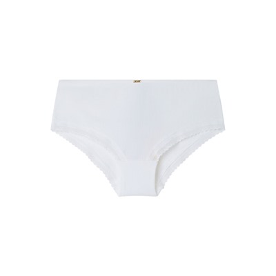 Braga boxer algodón canalé encaje marfil