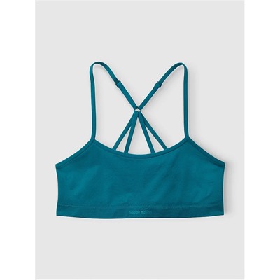 HAPPY NATION FOR TWEENS SEAMLESS SCOOP NECK RACERBACK SPORTS BRA