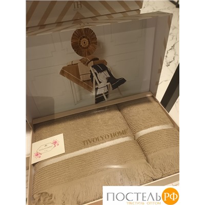 H2S783KBEJ Набор полотенец Tivolyo Home NATURAL SLIM тёмно-бежевый 2 предмета