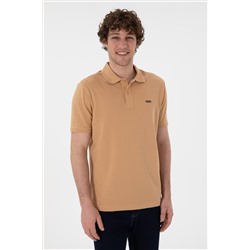 Erkek Regular Fit Polo Yaka Camel Basic Tişört