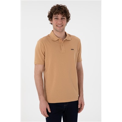 Erkek Regular Fit Polo Yaka Camel Basic Tişört