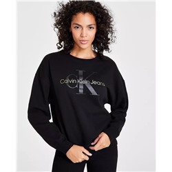 CALVIN KLEIN JEANS Women's West Village Foiled Logo-Print Sweatshirt
