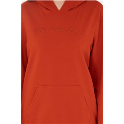 Kadın Kiremit Kapüşonlu Sweatshirt