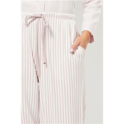 Pantalón recto de pijama de terciopelo cintura alta - Blanco