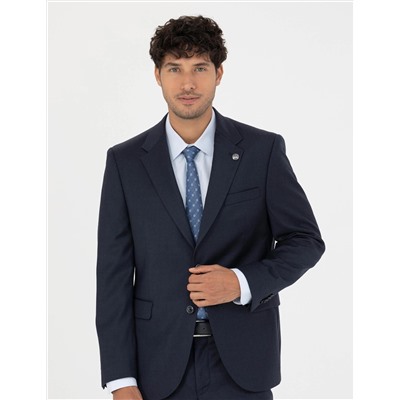 %100 Yün Lacivert Slim Fit Takım Elbise