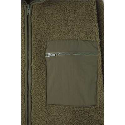 Haki Winter Essentials Kalın Polar Fermuarlı Dik Yaka Cepli Örme Sweatshirt TBBAW26AO00022