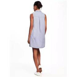 Sleeveless Chambray Shirt Dress for Women