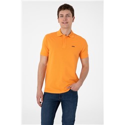 Erkek Regular Fit Polo Yaka Turuncu Basic Tişört