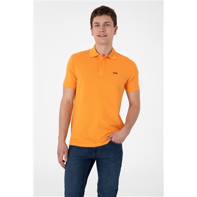 Erkek Regular Fit Polo Yaka Turuncu Basic Tişört