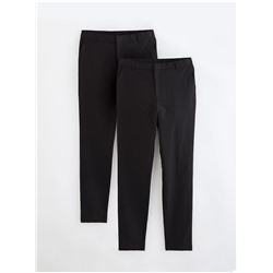 Senior Boys Skinny Leg Black School Trousers 2 Pack