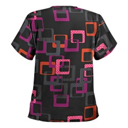 UA Sassy Square Black Print Scrub Top