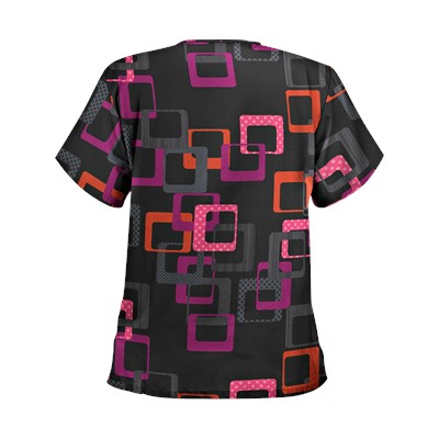 UA Sassy Square Black Print Scrub Top